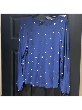 RW&CO. Navy Polka Dot Long Sleeve Top